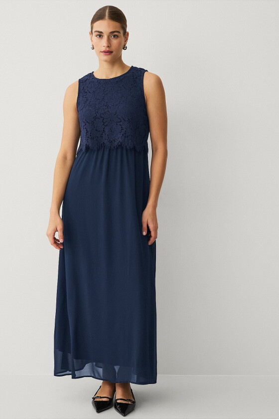 Maxikjole viMilina Lace Dress - Blå