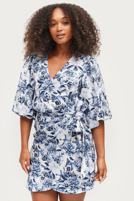 Omslagskjole Bianca Linen - Blå