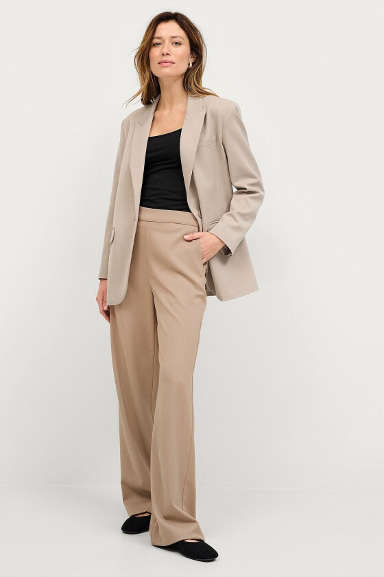 Pull-on bukser med brede bein - Beige