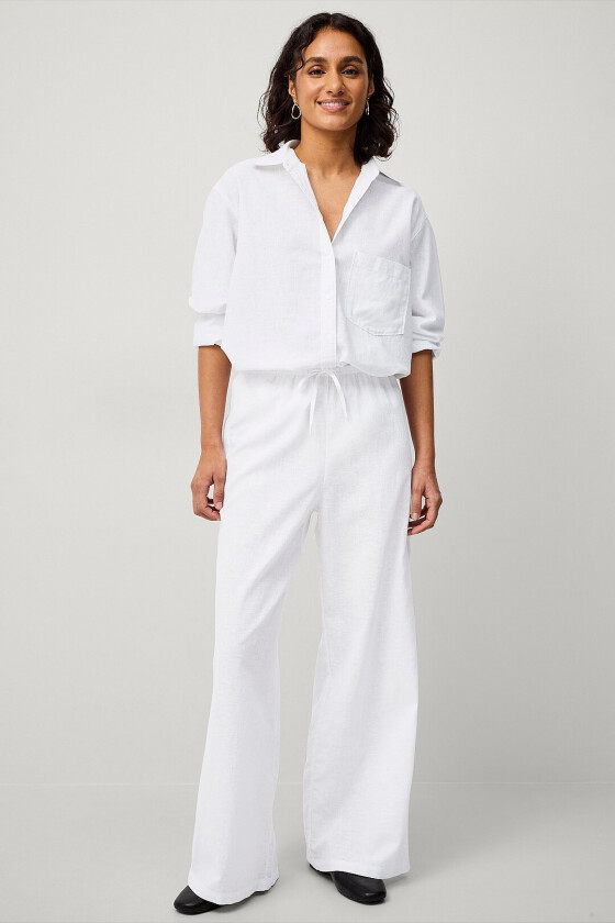 Bukser Line Linen Drawstring - Hvit
