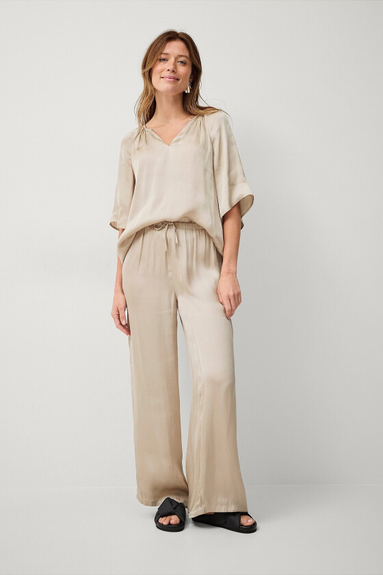 Pull on-bukser i sateng - Beige