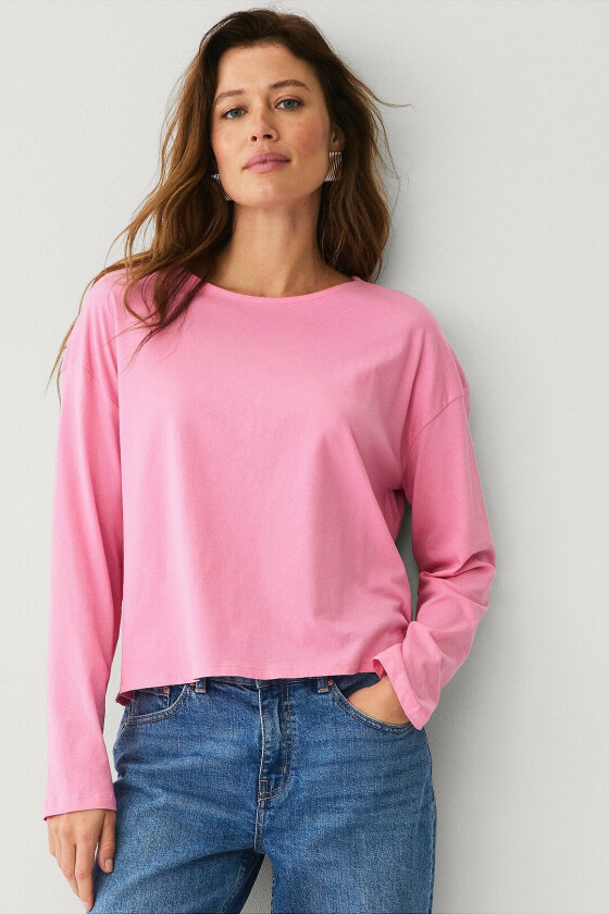 Topp med avslappet passform - Rosa