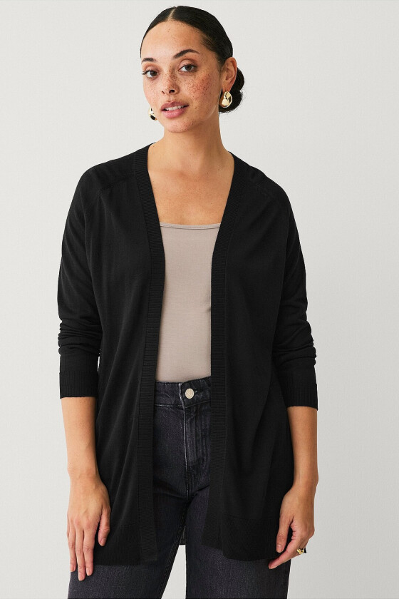 Finstrikket kardigan ( Frida) Cardigan Finetknited - Svart