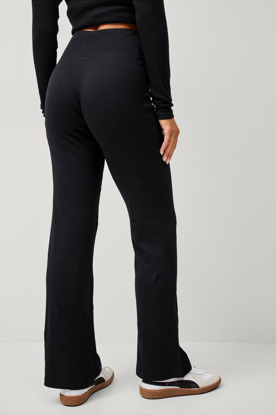 Yogabukse Straight Leg Soft Rib - Svart