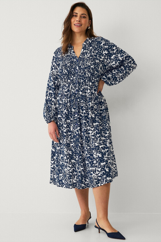 Kjole med smock - Blå