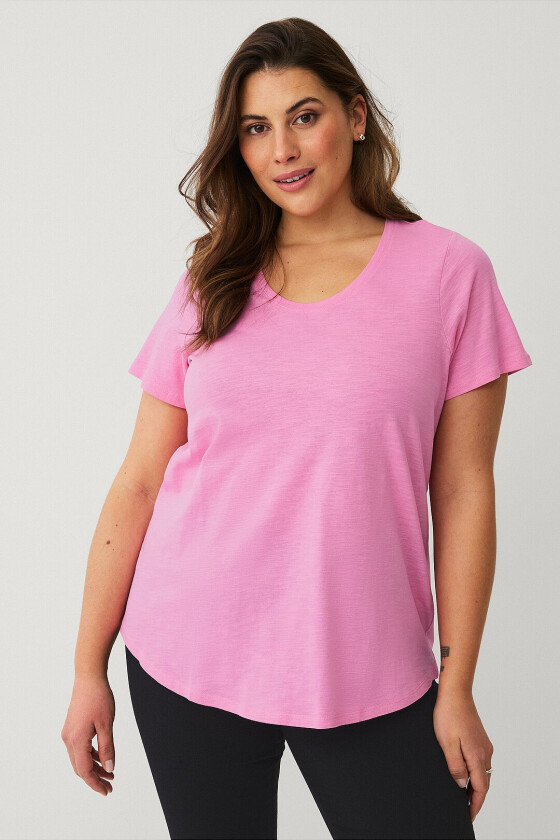 Topp med rund hals - Rosa