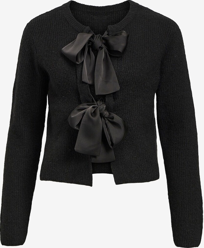 Kardigan objParvi Sateen Bow Knit Cardigan D - Svart