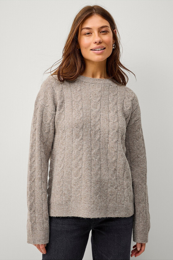 Kabelstrikket genser - Beige