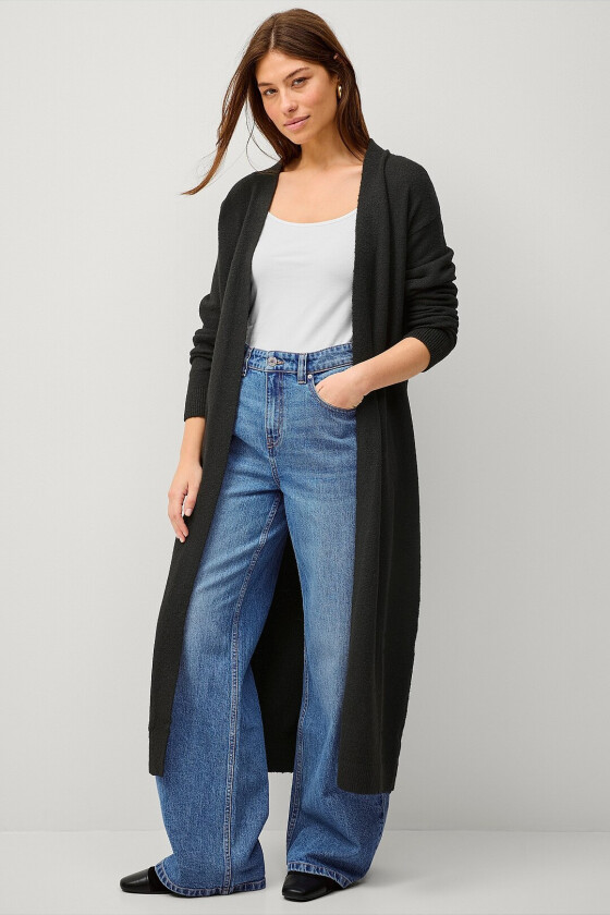 Strikket maxi-cardigan - Svart