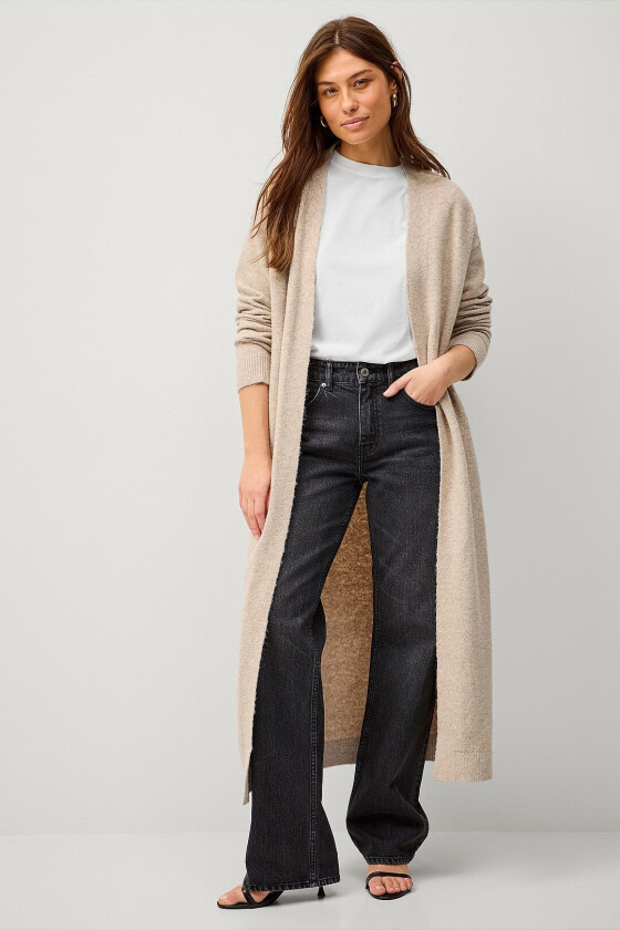 Strikket maxi-cardigan - Beige