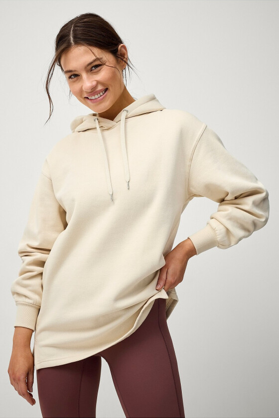Hettegenser Studio Sweat Long Hoodie Soft - Beige