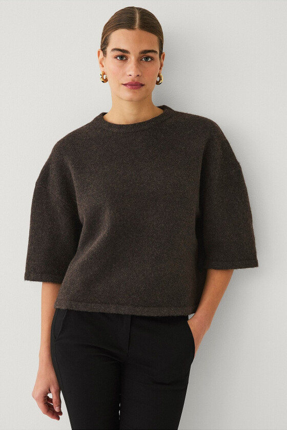 Strikket topp - Brun