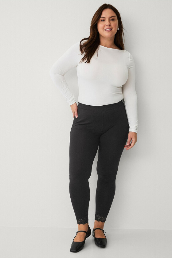 Leggings med blondekant - Svart