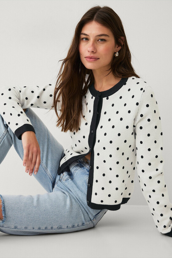 Flekkete cardigan - Svart