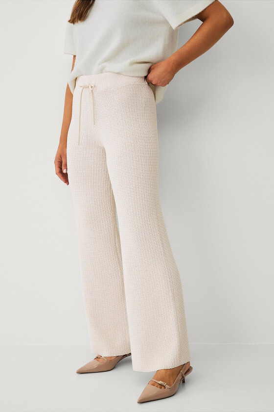 Strikket bukser - Beige