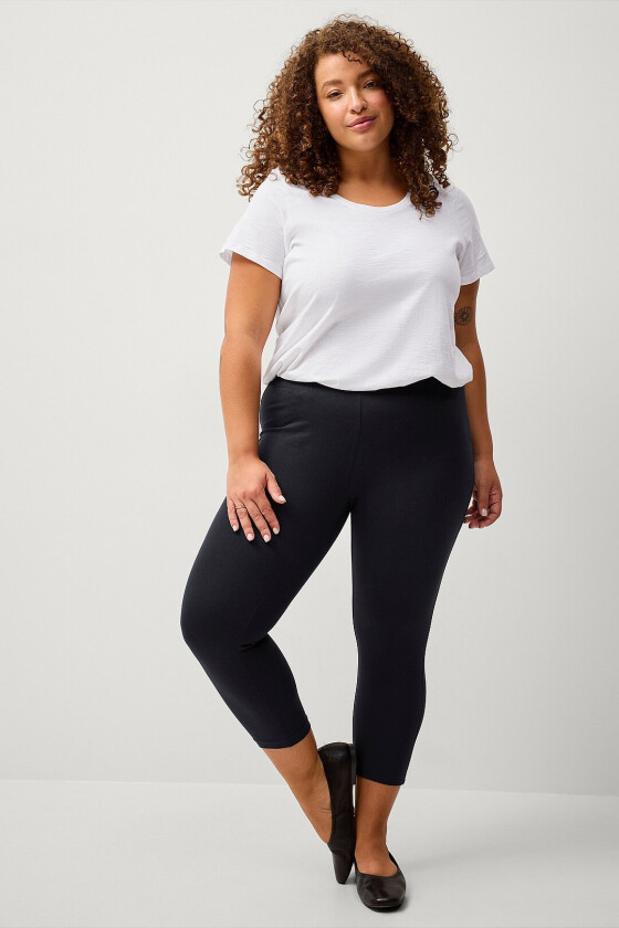 Leggings med høy midje og 3/4 lengde - Svart