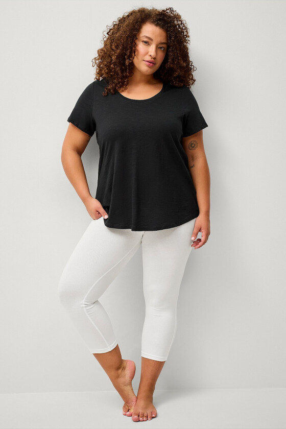 Leggings med høy midje og 3/4 lengde - Hvit