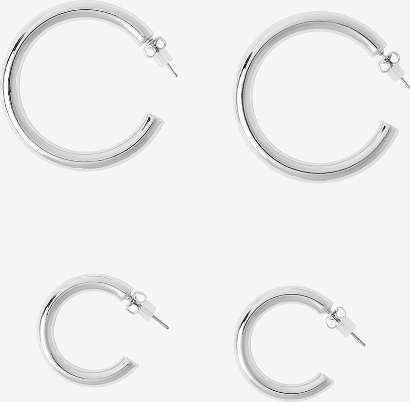 Øredobber Hoops sett med to forskjellige par - Sølv