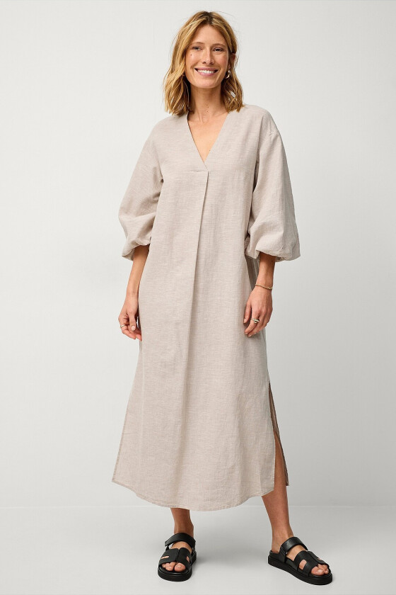 Kjole i lin Line Kaftandesign - Beige