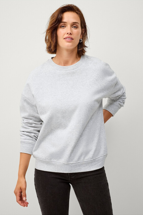 Sweatshirt med rund hals - Grå