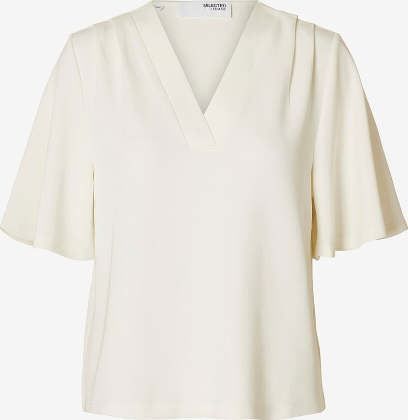 Topp slfTenny SS V-neck Top - Hvit