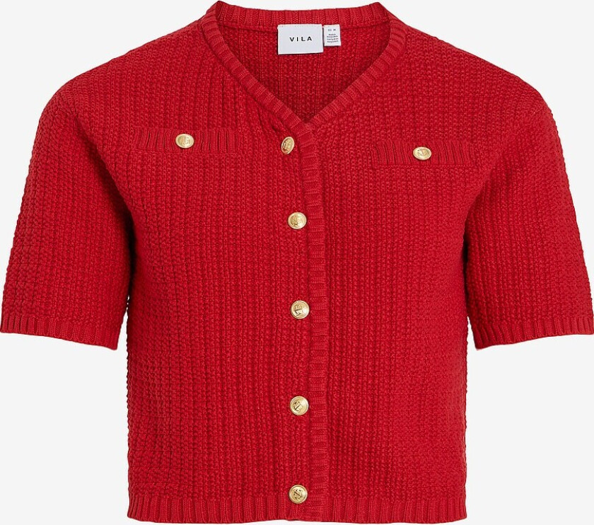 Kardigan viTut S/S V-neck Knit Cardigan - Rød