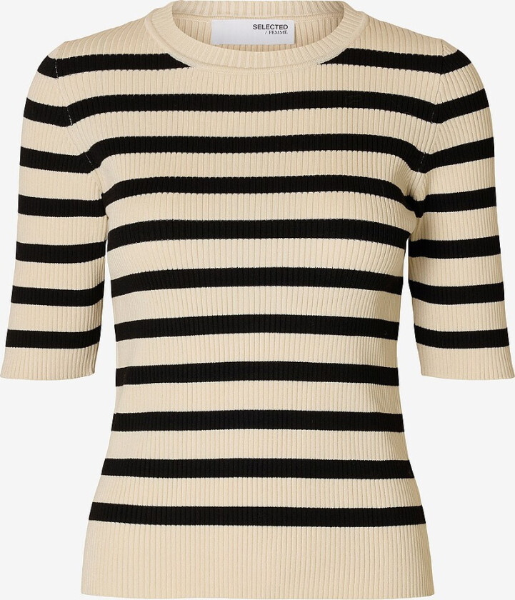 Topp slfMali 2/4 Knit O-neck - Grå