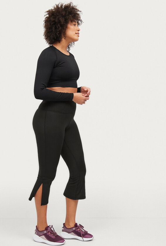 Treningstights i 7/8-lengde, bootcut - Svart