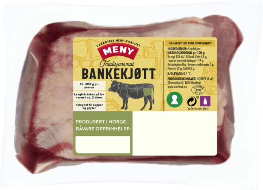 Storfe Bankekjøtt i Bit Ca700g