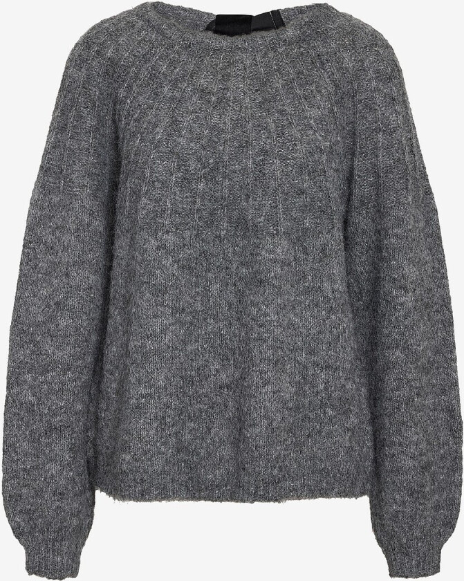 Genser Nmsutton L/s Open Back Bow Knit Fwd - Grå