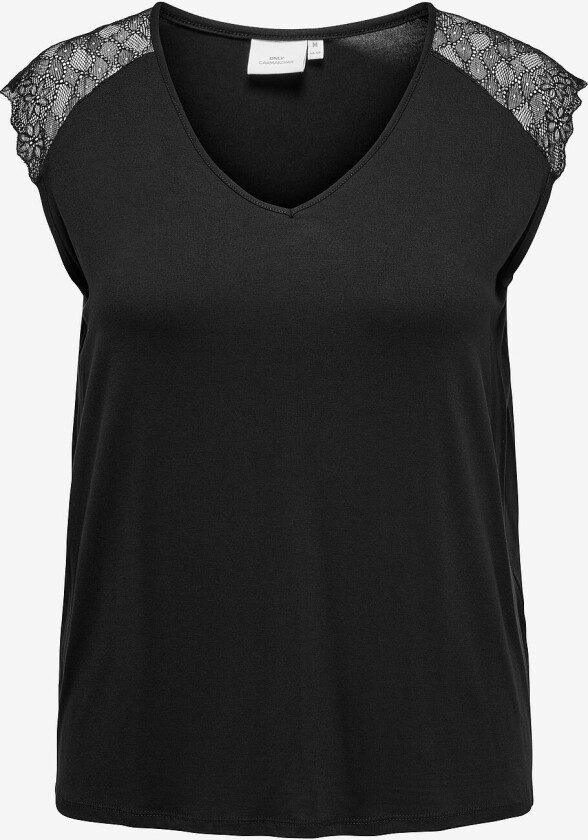 Topp carPetra S/S Lace Mix Top Jrs - Svart