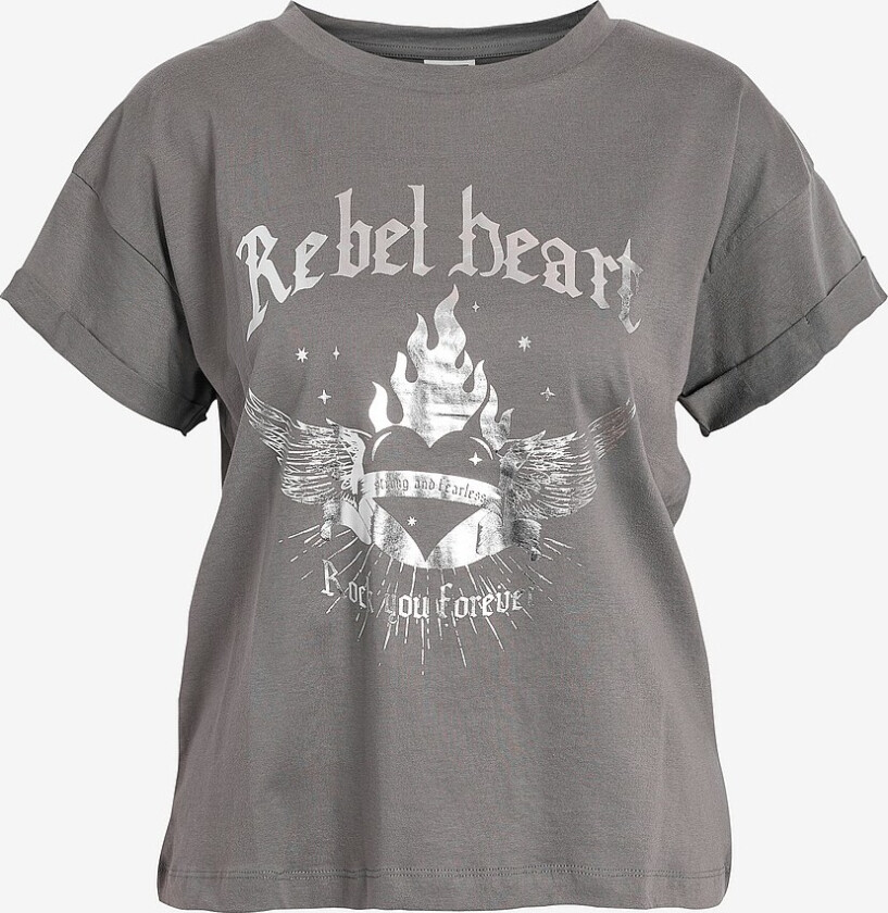 Topp Nmgaby Rock Heart S/s Fwd - Grå