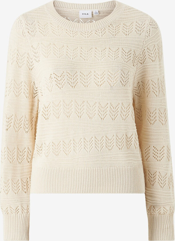Genser viCattia L/S Pointelle Knit Top - Beige