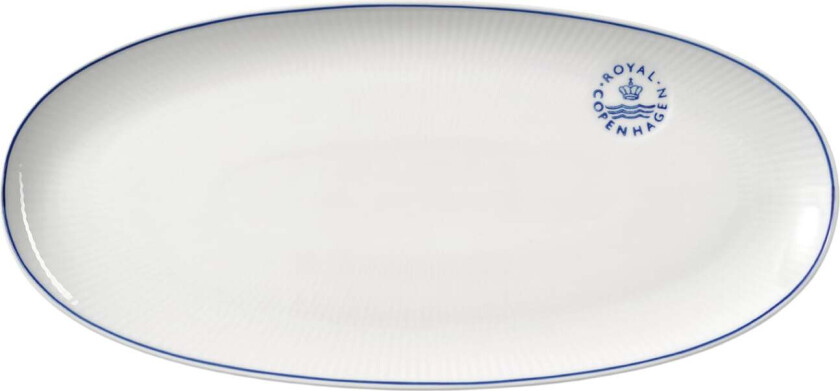 Blueline fat ovalt 37 cm Hvit-blå