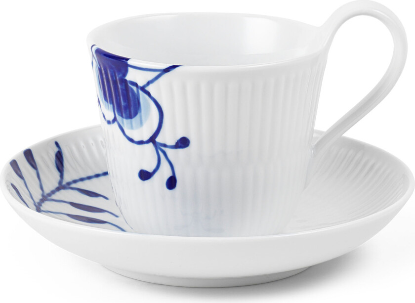 Blue Fluted Mega tekopp med skål 25 cl