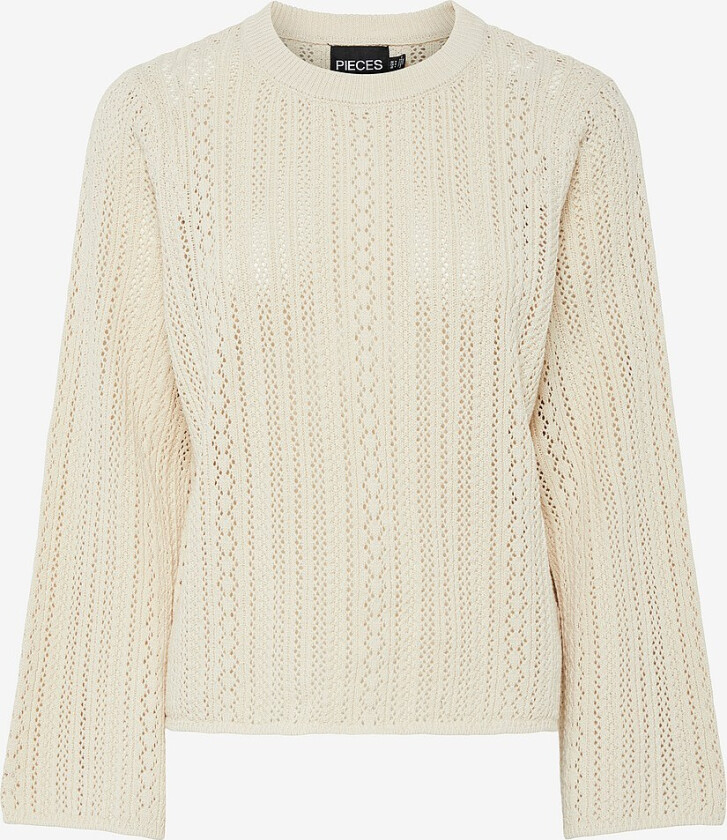 Genser pcNuka LS O-neck Knit - Beige