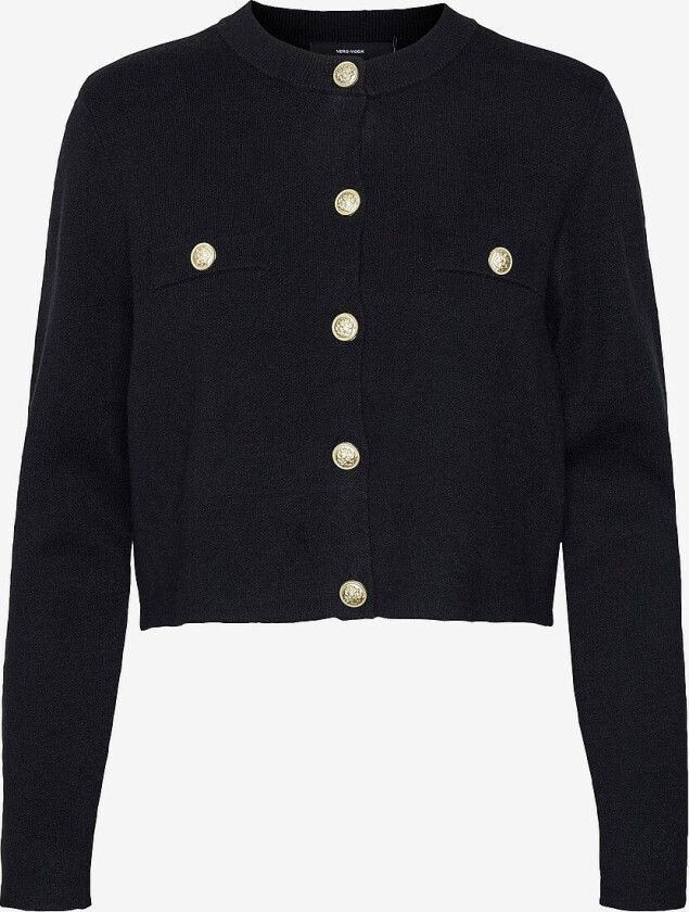 Kardigan vmSaba Short LS Gold Button - Svart