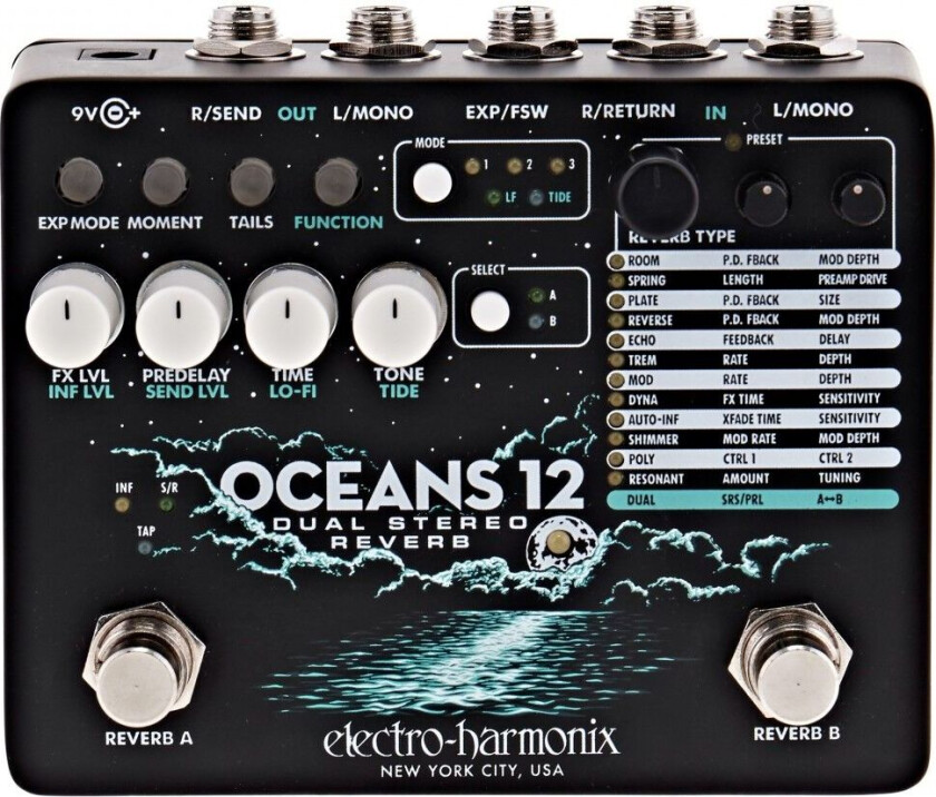 Electro Harmonix Oceans 12 Dobbel Stereo Reverb