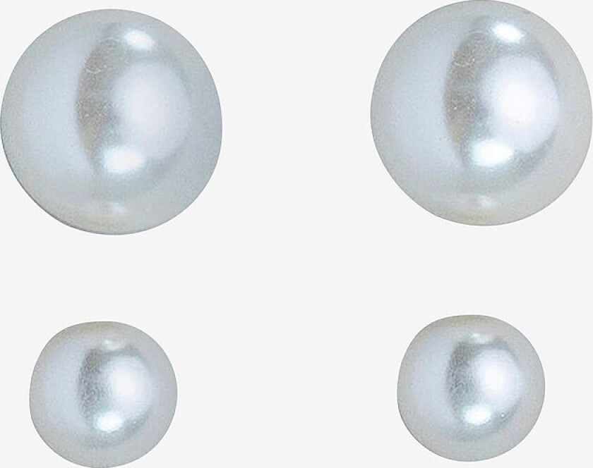 Øredobber Bead Pearl Studs 2-pack - Hvit