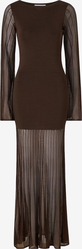 Maxikjole Haisley Sheer Knitted Maxi Dress - Brun