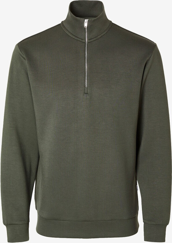 Collegegenser slhEmanuel Soft Zip High Neck Sweat - Grønn