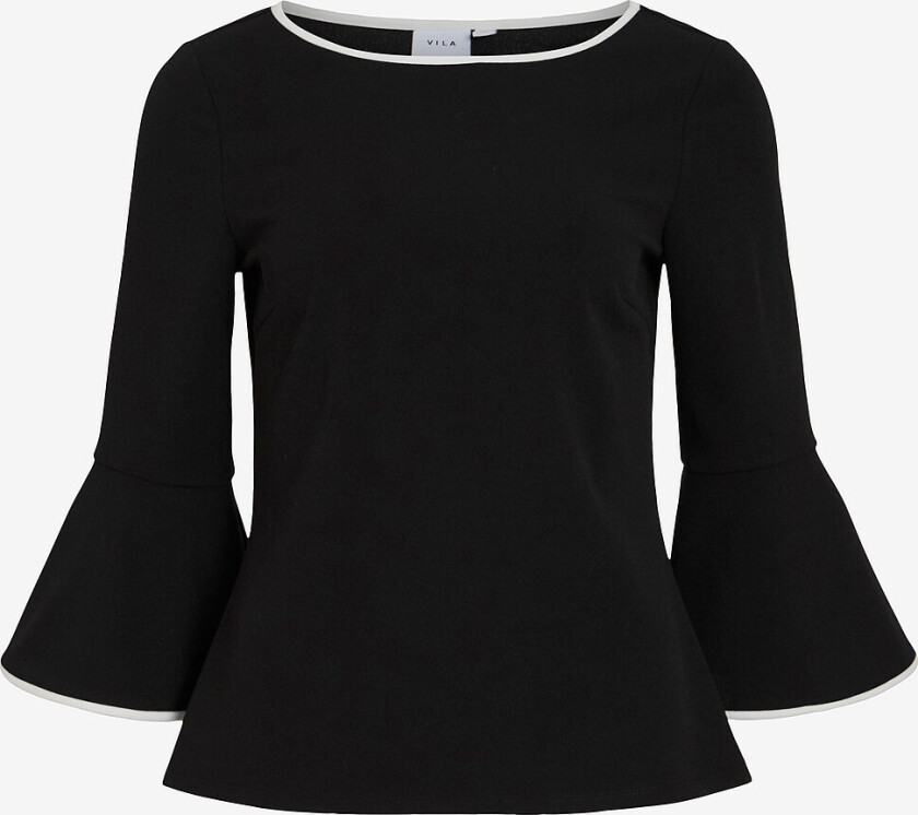 Topp viSola 3/4 O-neck Contrast Top - Svart