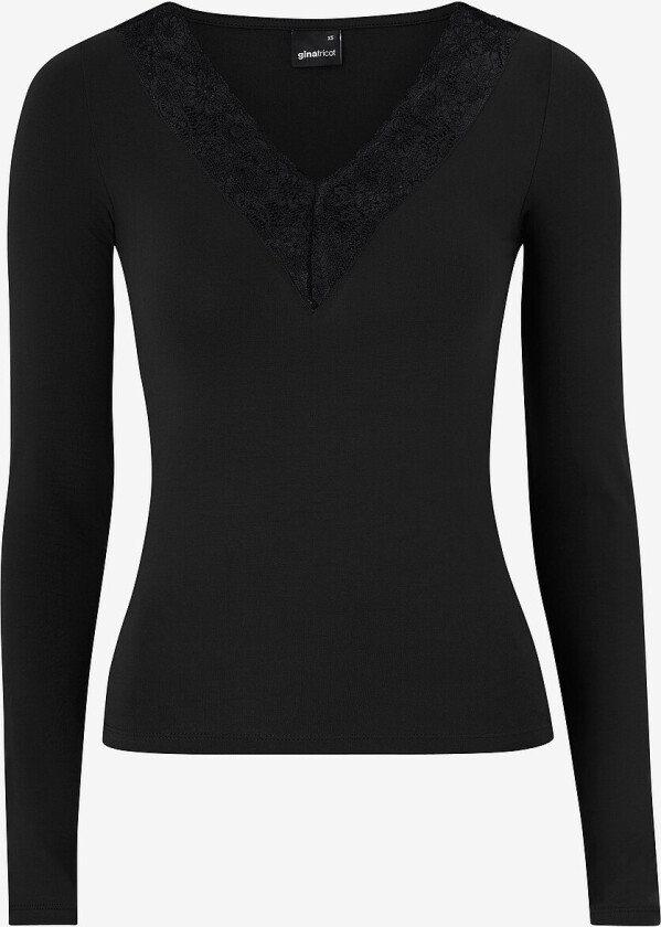 Topp Lace Detail Top - Svart