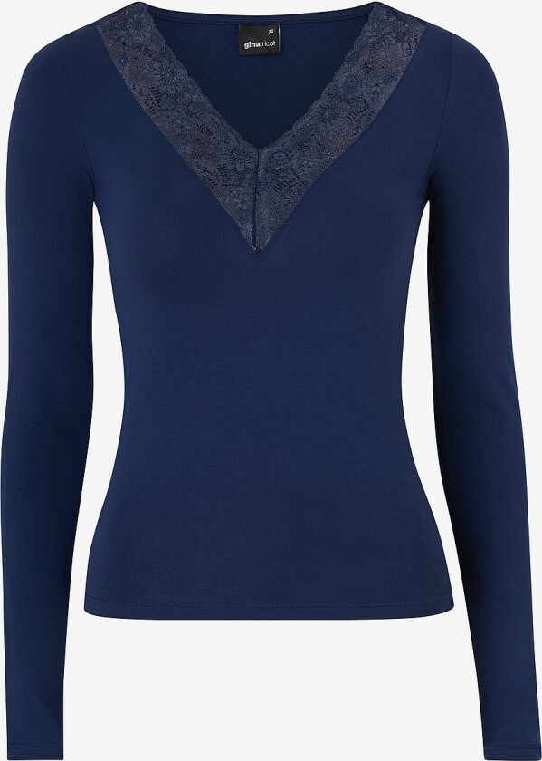 Topp Lace Detail Top - Blå