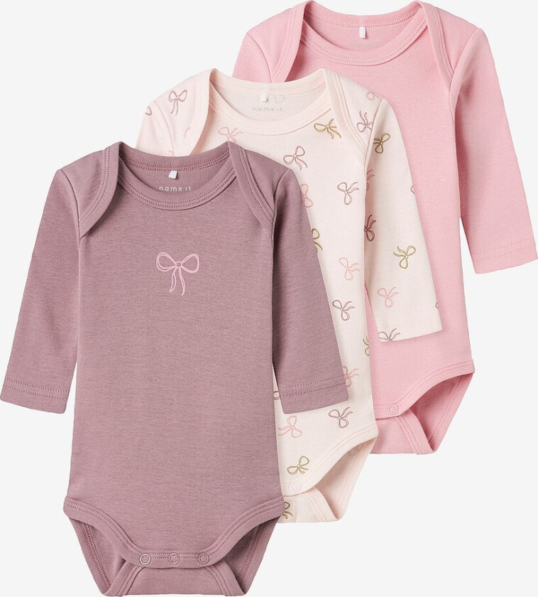 Body nbfBody LS Barely Pink Bow 3-pakning - Rosa