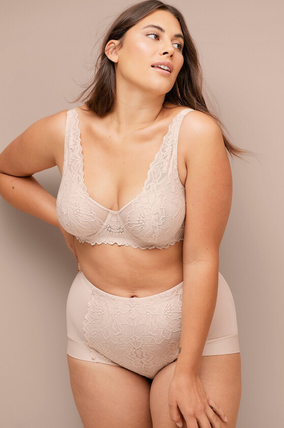 Ikke polstret spile-BH Rylee i blonder - Natur