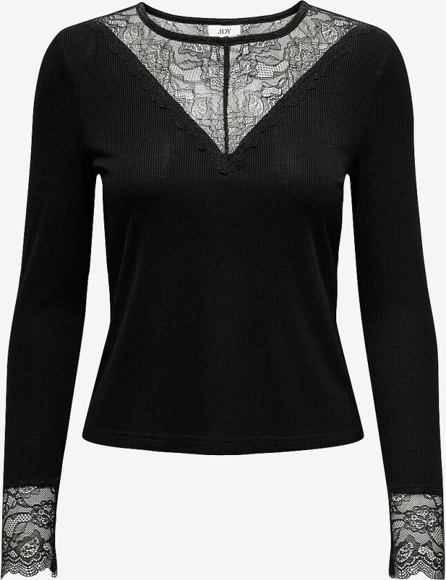 Topp jdyRoxy L/s Lace Top Jrs - Svart