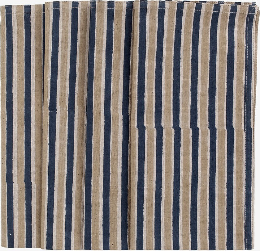 Servietter Stripe MULTI, sett med 4 stk. - Beige