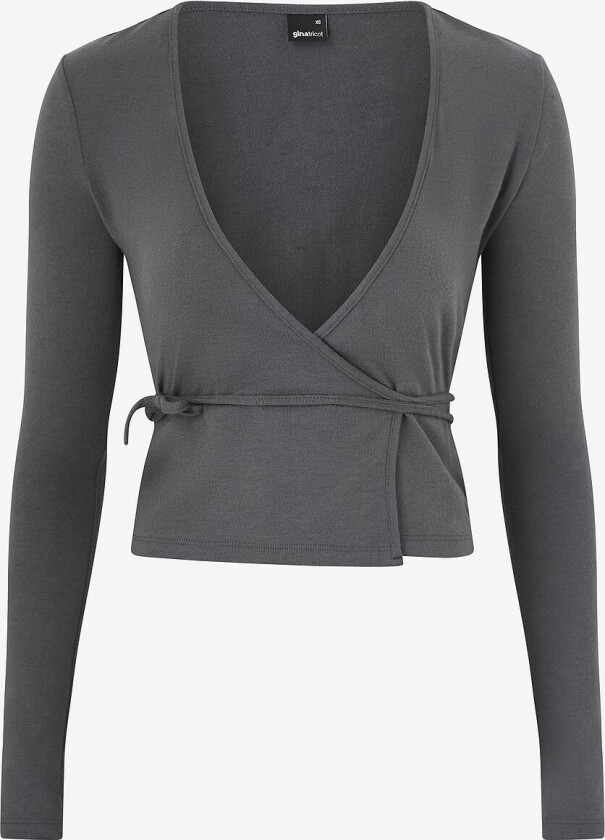 Topp Long Sleeve Wrap Top - Grå