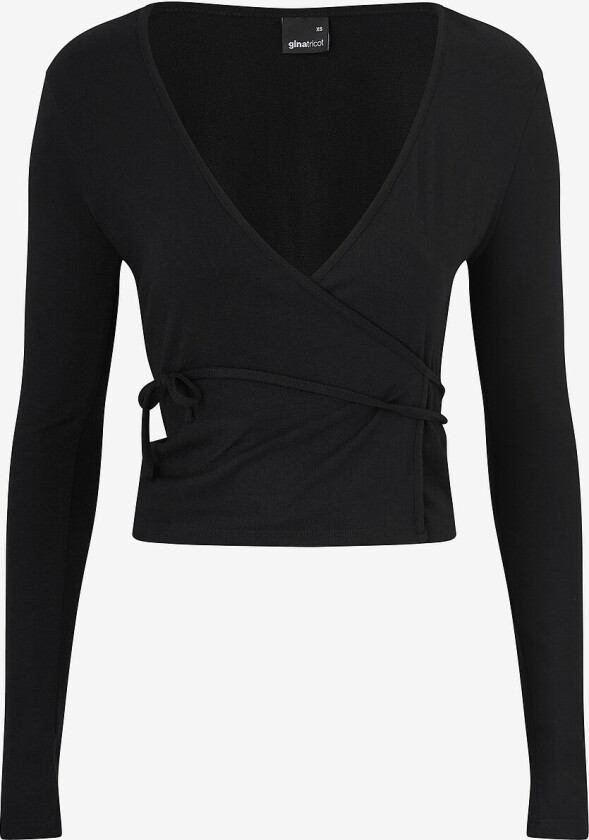Topp Long Sleeve Wrap Top - Svart